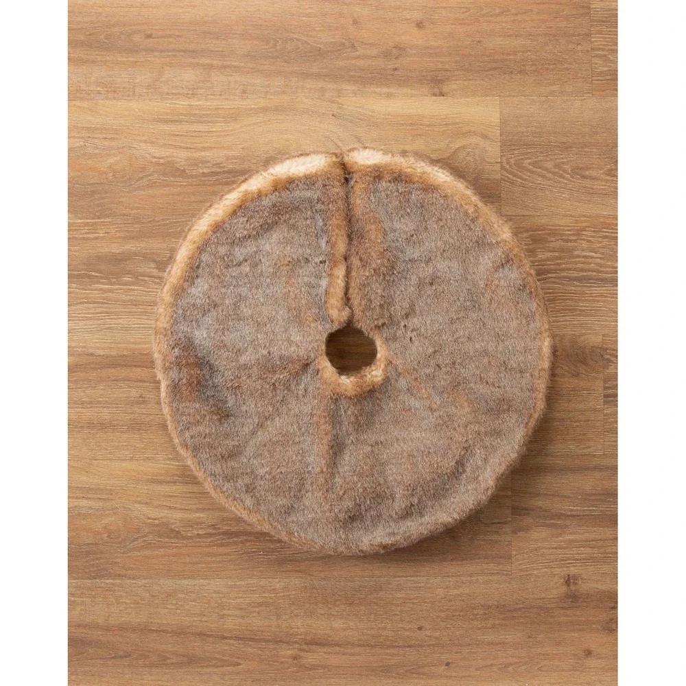 NEW! Balsam Hill Tree Skirt 60in Brown Lodge Faux Fur 4001161 MSRP $169